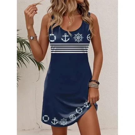 Women's Mini Dress Petite Dress Petite Dress Sundress A Line Dress Tank Dress Casual Vacation Daily Beach Loose Fit Heart Rose Flag Sleeveless Crew Neck White Red Royal Blue Blue Summer - Image 5