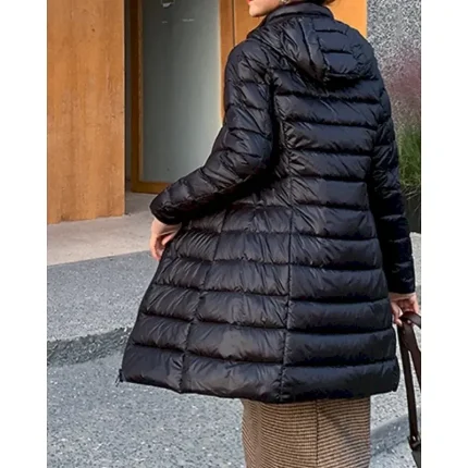 Women's Down Jacket Coat Warm Comfortable Zipper Pocket Fashion Plain Holiday Going out Weekend Zipper Long Hooded Regular Fit Long Sleeve Outerwear Black Pink Khaki Fall Winter - Image 4