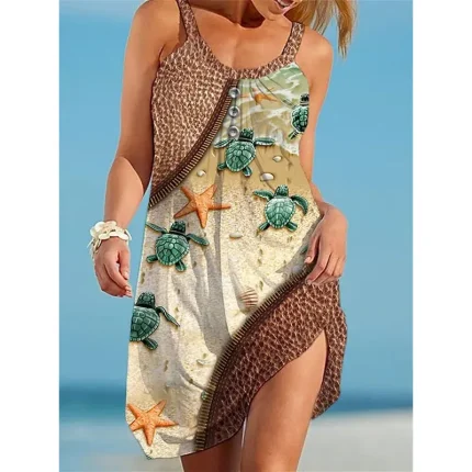 Women's Beach Dress Beach Wear Mini Dress Print Casual Modern Leopard Spaghetti Strap Sleeveless Loose Fit Outdoor Daily Pink Blue 2023 Summer Spring S M L XL - Image 5