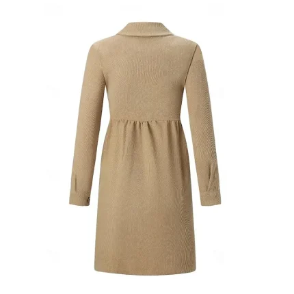 Women's Mini Dress Shirt Dress Classic Modern Outdoor Vacation Weekend Regular Fit Plain Long Sleeve Shirt Collar Black Blue Purple Khaki Fall - Image 4