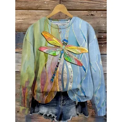 Women's Pullover Sweatshirt Floral Graphic Animal Casual Long Sleeve Crew Neck Round Neck Regular Tops Street Casual Holiday Print White Green Spring Fall Winter