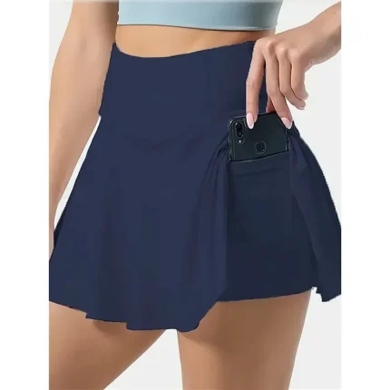 Women's Skirt A Line Fashion Casual Mini High Waist Skirts Plain Pocket Stretchy Sports Outdoor Daily Black White Pink Wine Summer Polyester - Image 5