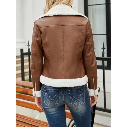 Women's Winter Jacket Fleece Jacket Warm Breathable Zipper Pocket Fleece Lined Casual Plain Vacation Street Daily Wear Going out Zipper Short Turndown Regular Fit Long Sleeve Outerwear Black Royal - Image 6