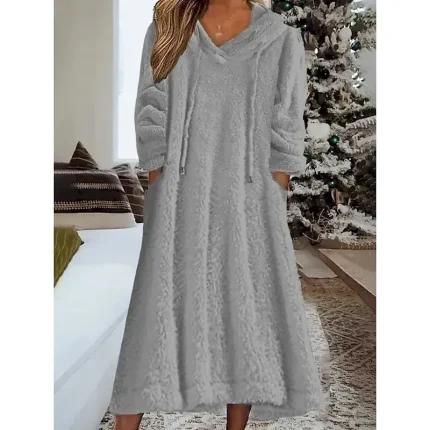 Women's Midi Dress Sweater Dress Sheath Dress Fashion Modern Vacation Daily Going out Regular Fit Plain Long Sleeve Crew Neck Grey Spring Fall - Image 4