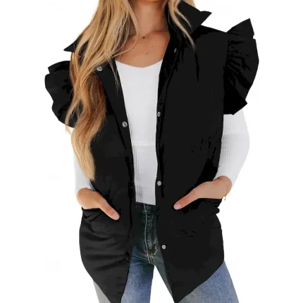 Women's Vest Warm Comfortable Pocket Buttons Casual Plain Vacation Street Daily Wear Going out Regular Stand Collar Regular Fit Sleeveless Outerwear Black Pink Brown Fall Winter - Image 5