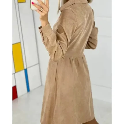 Women's Mini Dress Shirt Dress Classic Modern Outdoor Vacation Weekend Regular Fit Plain Long Sleeve Shirt Collar Black Blue Purple Khaki Fall - Image 3