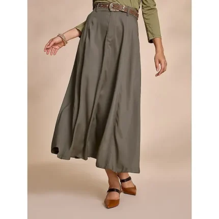 Tencel Pocket Belt Maxi Skirt - Image 5