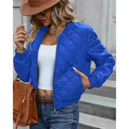 Women's Puffer Jacket Quilted Jacket Casual Jacket Comfortable Breathable Zipper Pocket Casual Plain Vacation Street Casual Daily Wear Zipper Short Stand Collar Regular Fit Long Sleeve Outerwear - Image 4
