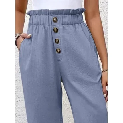 Women's Chinos Shorts Solid Color Capri Pants Basic Casual Knee Length High Waist Plain Pocket Elastic Waist Comfort Outdoor Micro-elastic Vacation Street Daily Navy-blue Dark Grey Black Light Blue - Image 4