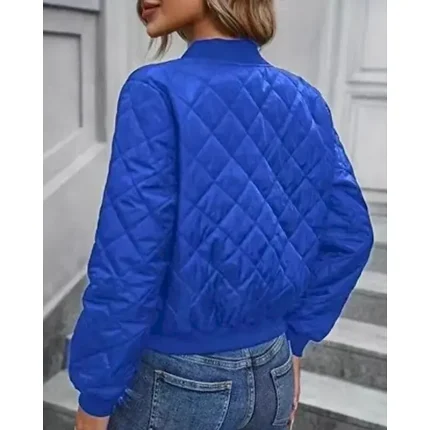 Women's Puffer Jacket Quilted Jacket Casual Jacket Comfortable Breathable Zipper Pocket Casual Plain Vacation Street Casual Daily Wear Zipper Short Stand Collar Regular Fit Long Sleeve Outerwear - Image 5