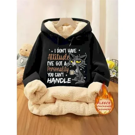 Women's Hoodie Sweatshirt Pullover Fleece Lined Warm Pajamas Animal Letter Street Dailywear Pocket Print Casual Comfrt Long Sleeve Micro-elastic Fall Winter Fall & Winter Comfrt Breathable Soft Fabric