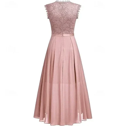 Women's Midi Dress Party Dress Cocktail Dress Wedding Guest Dress Chiffon Dress Fashion Modern Party Special Occasion Tea Party Regular Fit Plain Sleeveless Crew Neck Black Pink Summer - Image 3