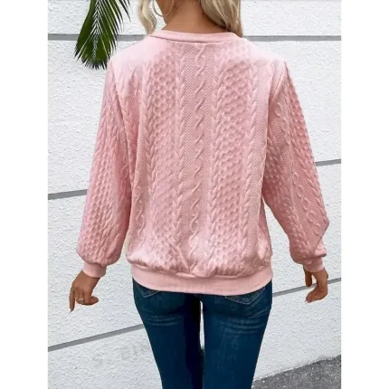 Women's Sweatshirt Elegant Modern Plain Work Crew Neck Zipper Loose Fit Long Sleeve Black White Pink Gray Spring Fall - Image 6