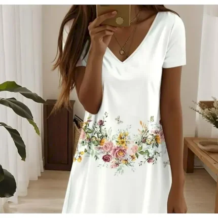 Women's Mini Dress Casual Dress Elegant Tropical Hawaiian Daily Regular Fit Floral Short Sleeve Crew Neck Pearl Black Pink Blue Summer - Image 3