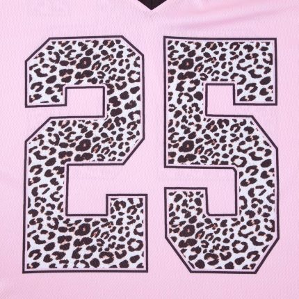 Pink-leopard #25 Jersey Shirts for Women Graphic Tees V Neck Baggy Streetwear Number Oversized T Shirt Summer Tops - Image 3